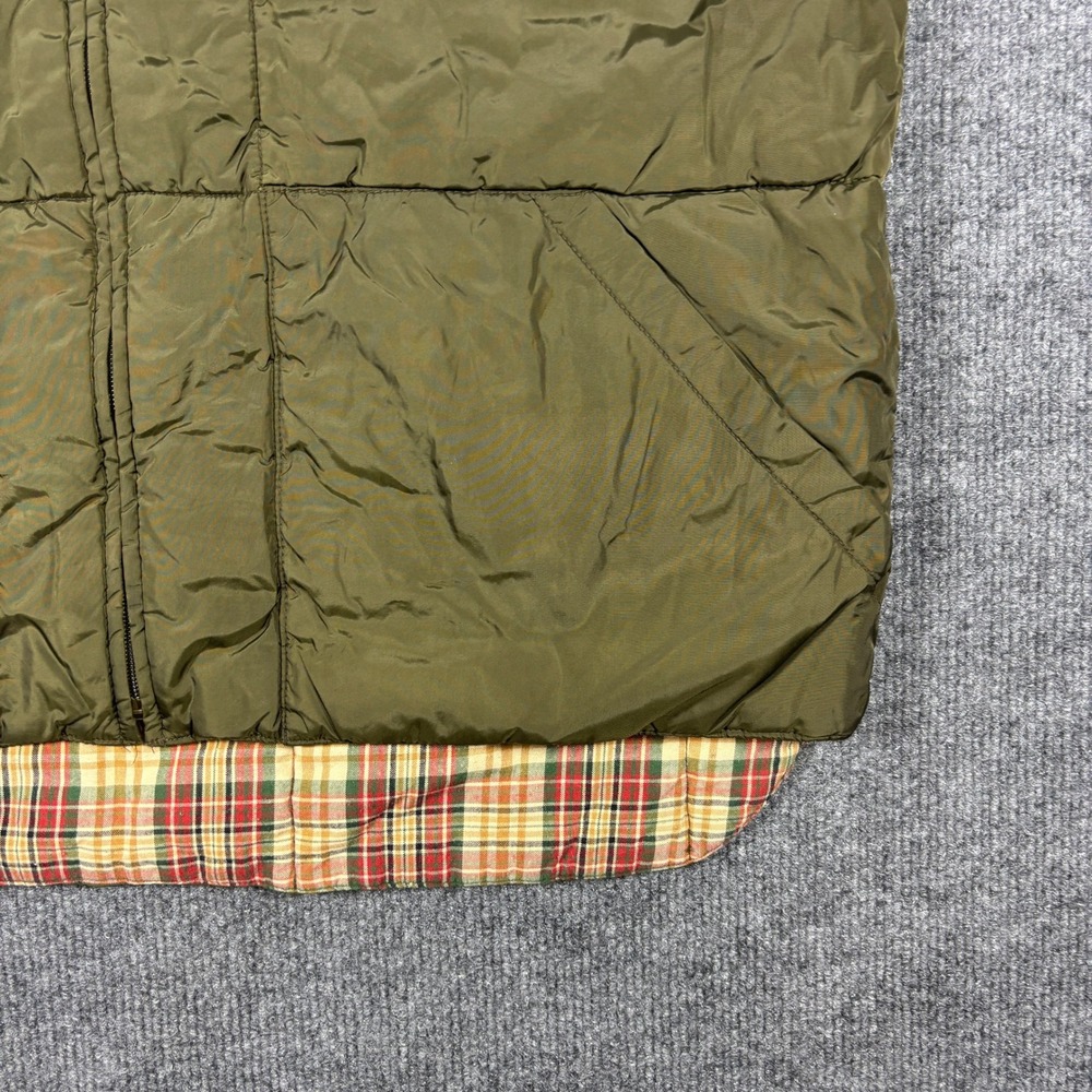 Ralph Lauren Womens Puffer Vest Sz L Olive Green Plaid Lining Full Zip Fly Fish - Picture 3 of 11